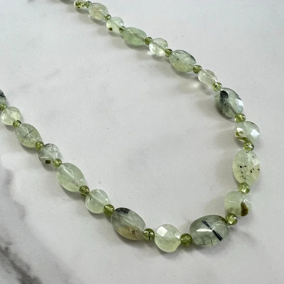 Genuine Prehnite Gemstone Bead Necklace - Picture 5 of 8